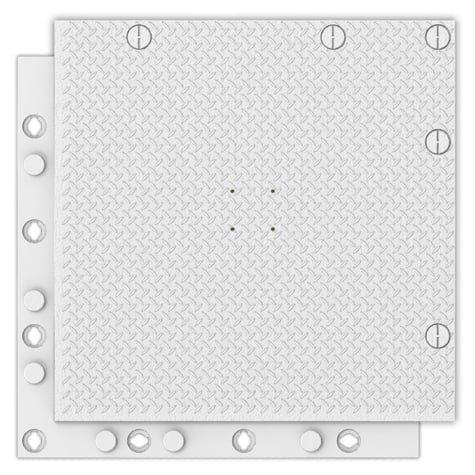 Matrax 4 foot by 4 foot event flooring panel with interlocking flanges
