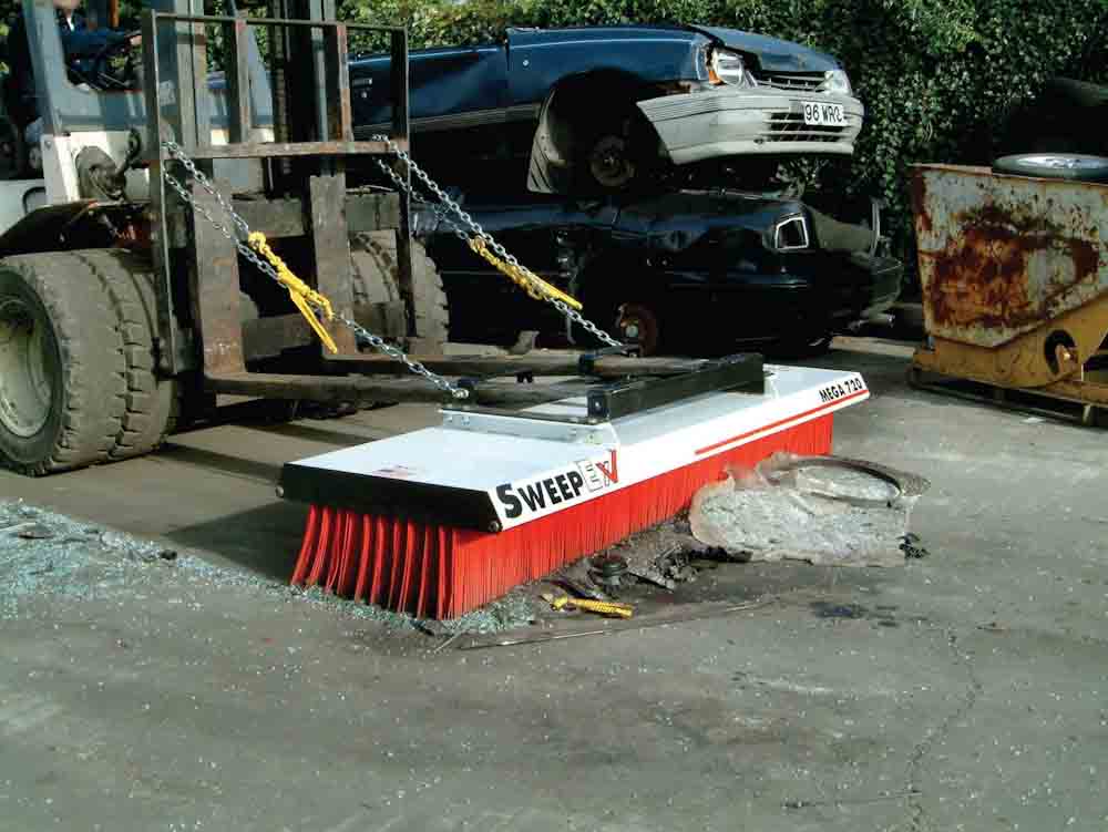 Sweeping accident scene with Sweepex broom