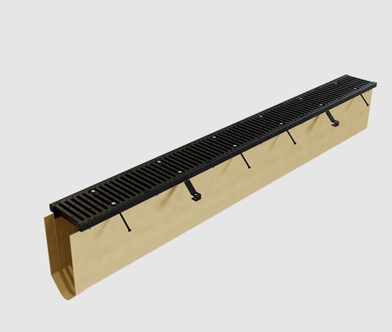 ACO FG200 FlowDrain trench drain channel with slotted grate
