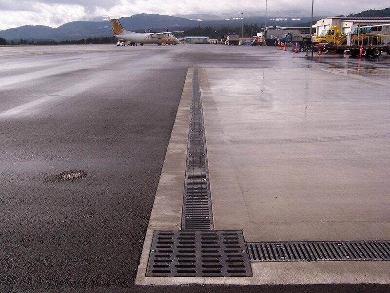 ACO FG200 trench drain on an airport apron
