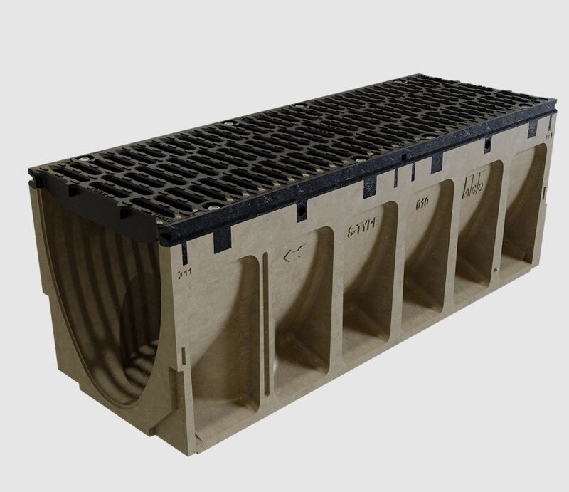 ACO PowerDrain S300K polymer concrete channel drain with grate
