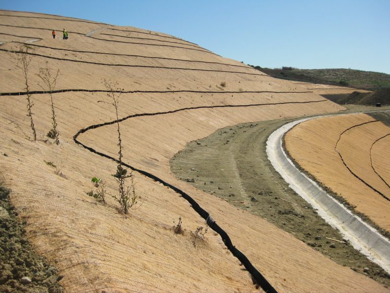 Coconut blanket on slope