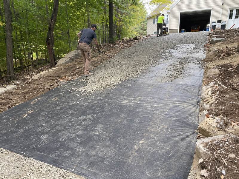 Geotextile fabric for a gravel driveway installation
