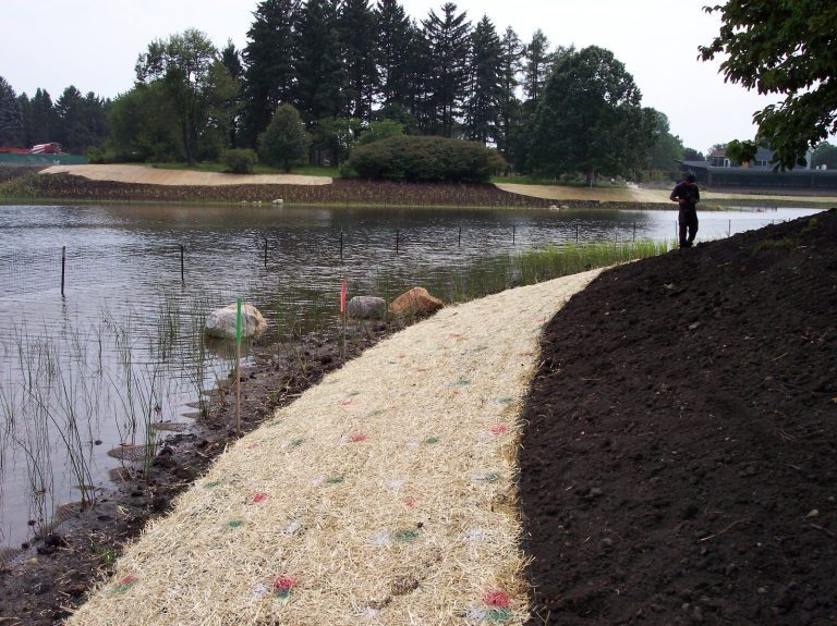 Straw blanket on shoreline